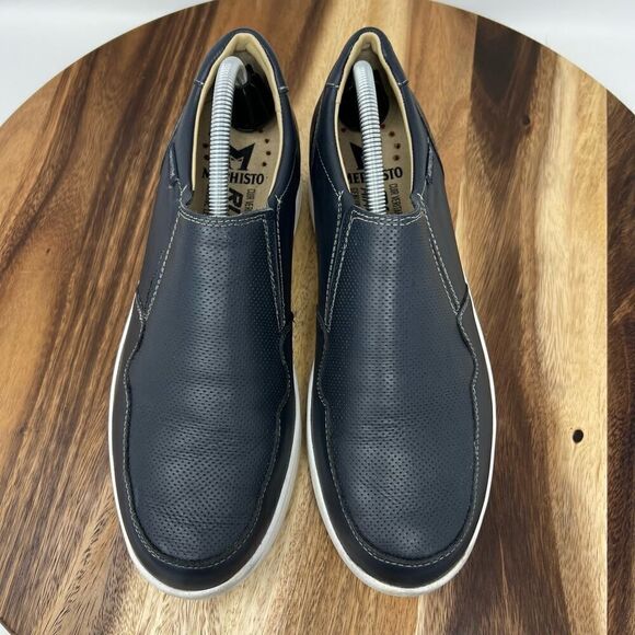 Mephisto Valter Slip On Leather Shoes Dark Navy Men’s Size 8 - Picture 2 of 11